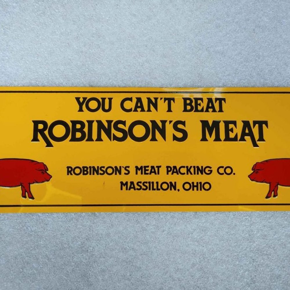 Robinson's Meat cute piggy metal sign